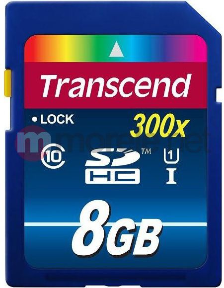 Kartë memorie SDHC Transcend 300x, 8 GB, Class 10 UHS-I/U1 