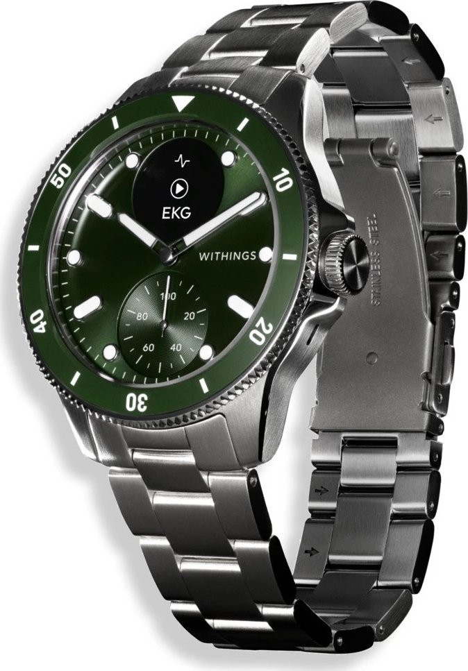 Ora inteligjente hibride Withings ScanWatch Nova, 42mm, monitorim temperature, e gjelbër