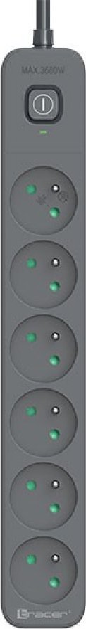 Prizë zgjatuese Tracer Power Line+, 6 dalje, kabllo 1.8 m, grafit