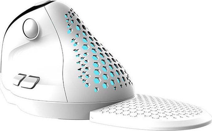 Maus wireless vertikal Delux M618XSD, BT 2.4G, 4000 DPI, i bardhë