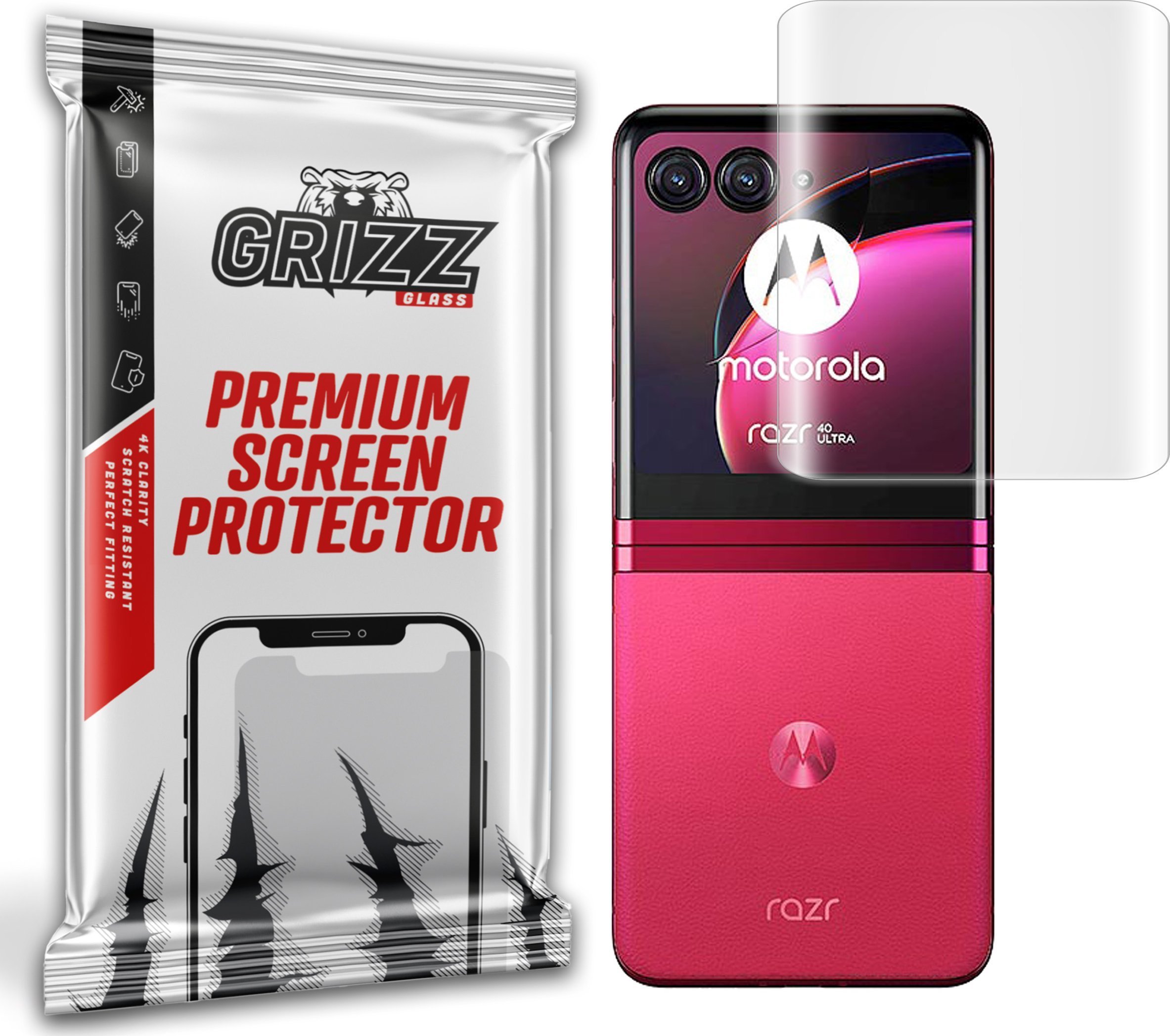 Mbrojtëse ekrani GrizzGlass Hydrogel Film për Motorola Razr 40 Ultra, fleksibile, transparente