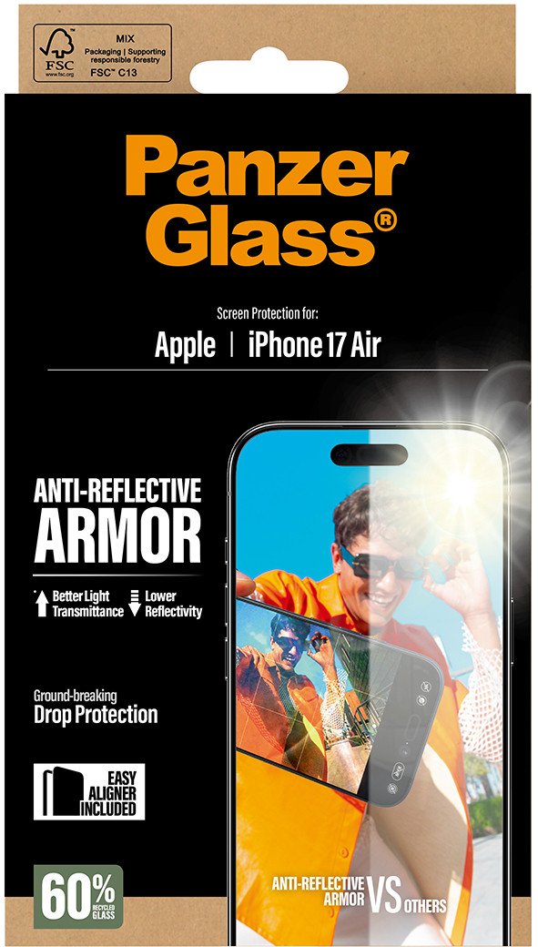 Mbrojtëse ekrani PanzerGlass Anti-Reflective Armor, për Apple iPhone Air, anti-reflektuese, transparente