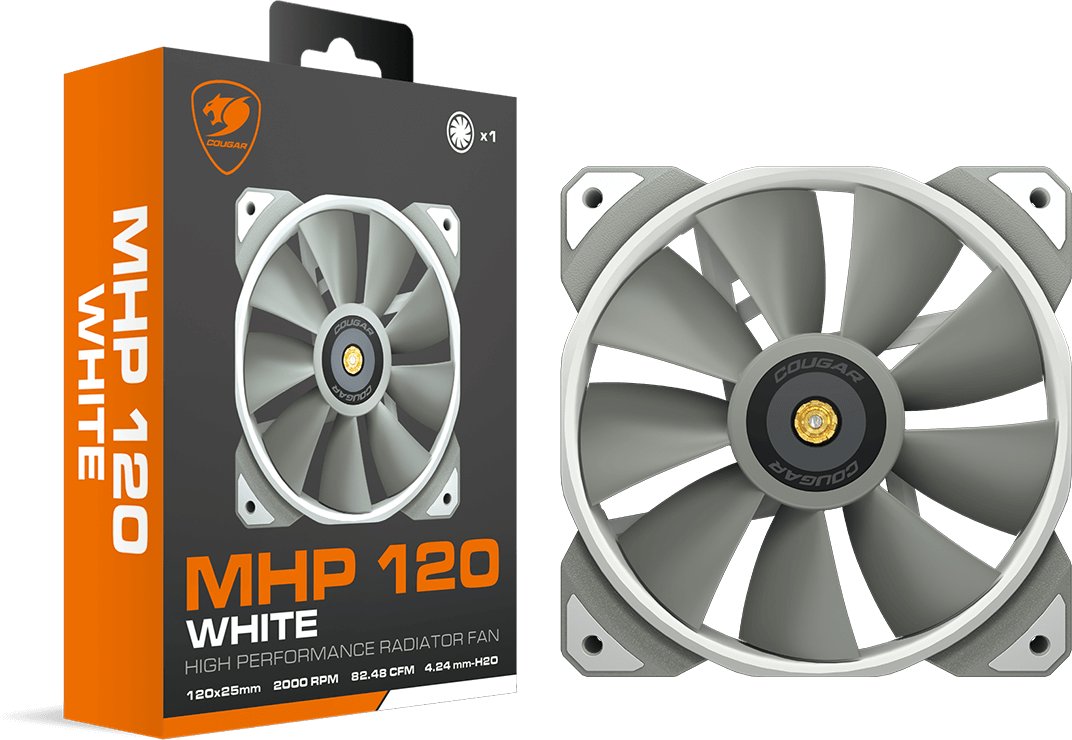 Ventilator PC Cougar CGR-CF-MHP12HB-W, 120mm, për kasa dhe radiatorë, i bardhë