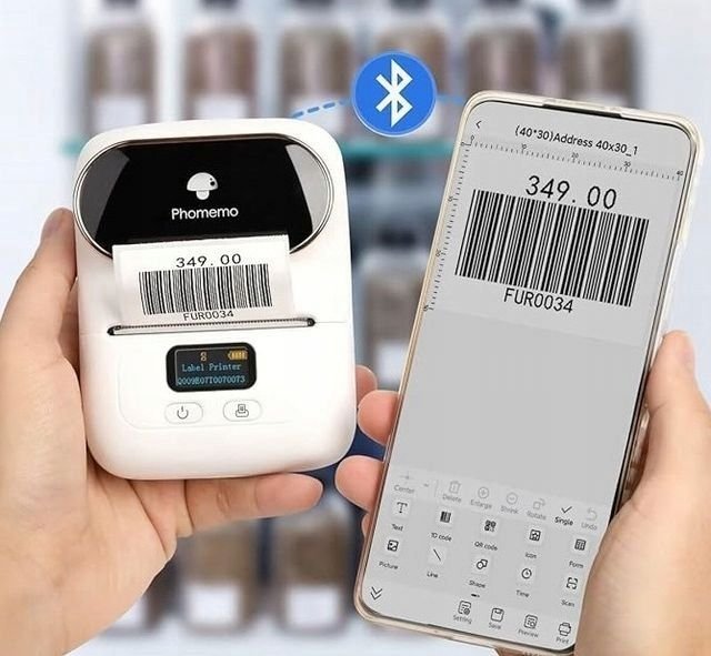 Printer termik etiketash Phomemo M110, Bluetooth, Android iOS, i bardhë