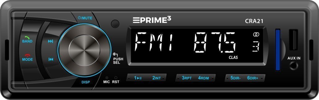 Radio player për veturë Prime3 CRA21 BT, Bluetooth, USB SD AUX, i zi