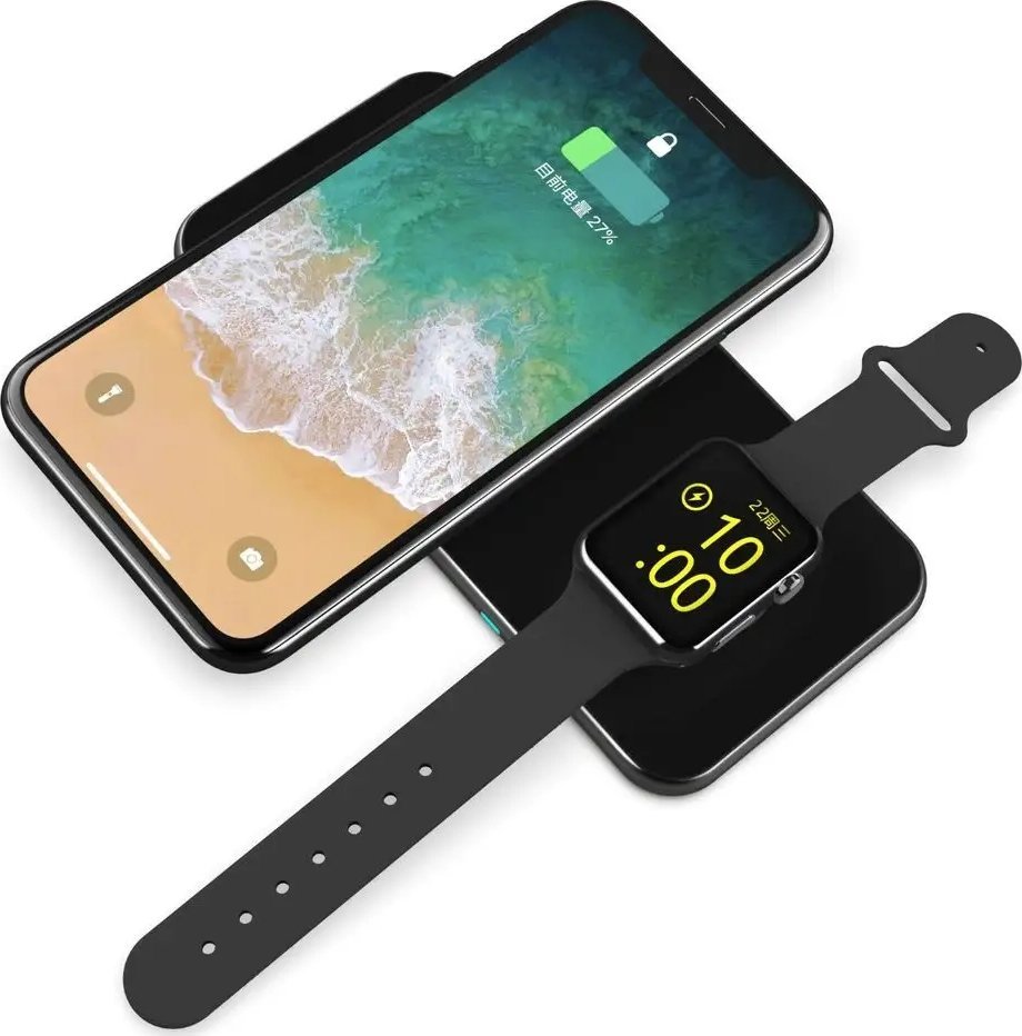 Karikues pa tela Swissten 2in1, USB C, për smartphone dhe Apple Watch, i zi
