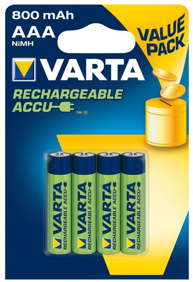 Bateri të rikarikueshme Varta Value HR03 AAA, 800mAh, Ni MH, paketim 4 copë