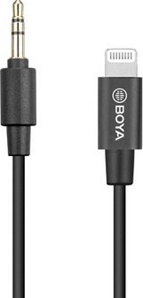 Адаптер за аудио Boya BY-K1, Lightning во 3.5 mm, 20 cm, црн