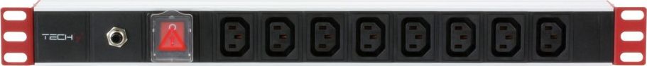 Приклучок PDU за рафт Techly I-CASE STRIP-813T, 19" 1U, 8x C13, црно сребро