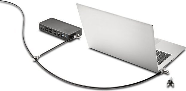 Kabllo sigurie për laptop Kensington K63380WW, 3 në 1 Combin T Bar Nano Wedge, metalike argjendtë