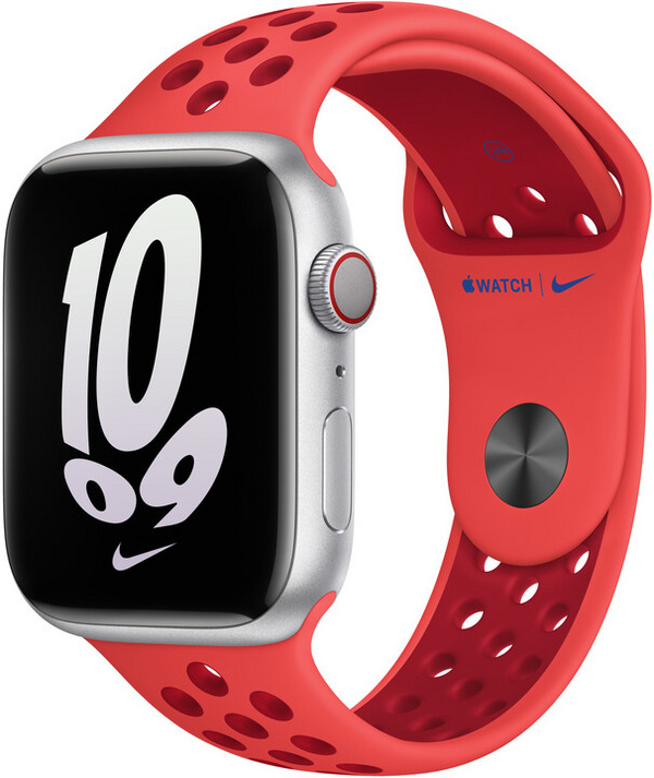 Apple Watch 45mm Nike Band, Bright Crimson/Gym Red Nike Sport Band