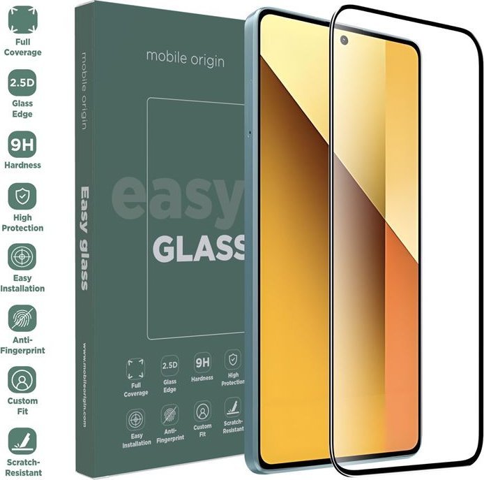 Xham mbrojtës Mobile Origin EasyGlass për Xiaomi Redmi Note 13 5G, Double Strong, transparents