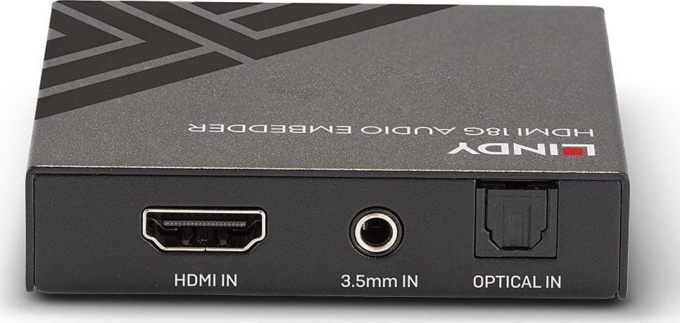 Audio embedder HDMI Lindy 18G, 4K 60Hz HDR, TosLink dhe 3.5mm, i zi