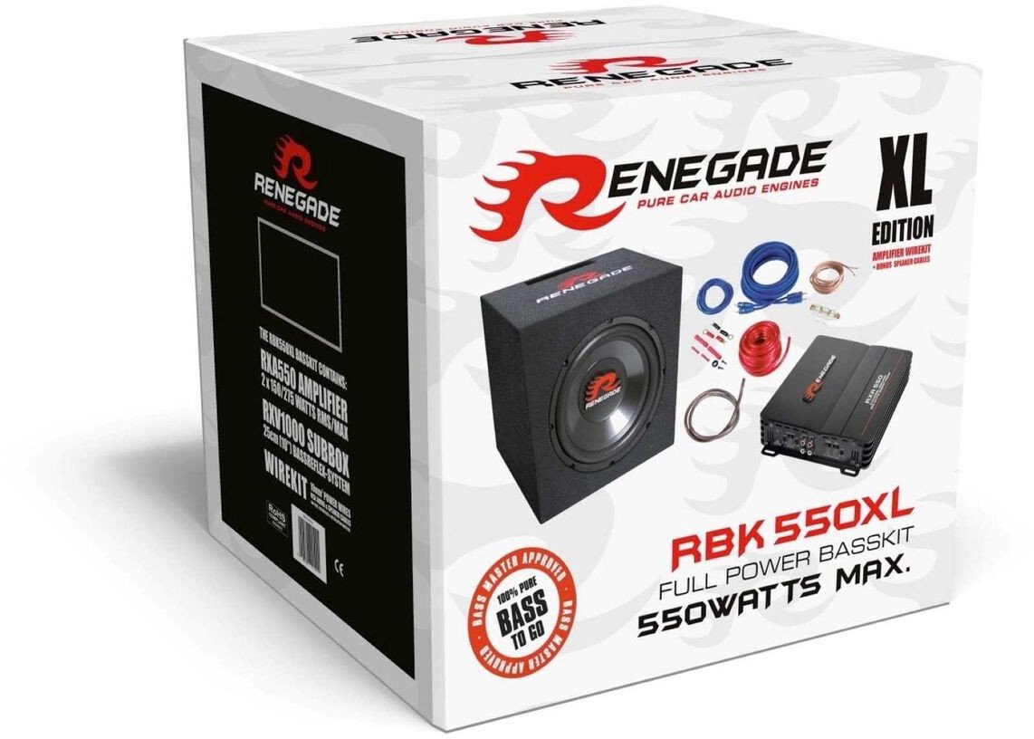 Set subwoofer për veturë Renegade RBK550XL, 25cm, 500W, i zi