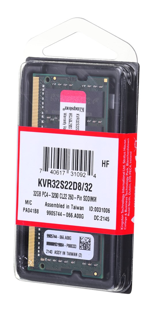 Memorie Kingston ValueRAM DDR4, 32GB, 3200MHz, SODIMM, e zezë