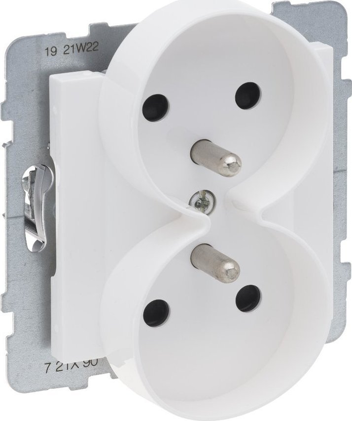 Двојна штекер приклучница Suno со заземјување, со заштита, бела