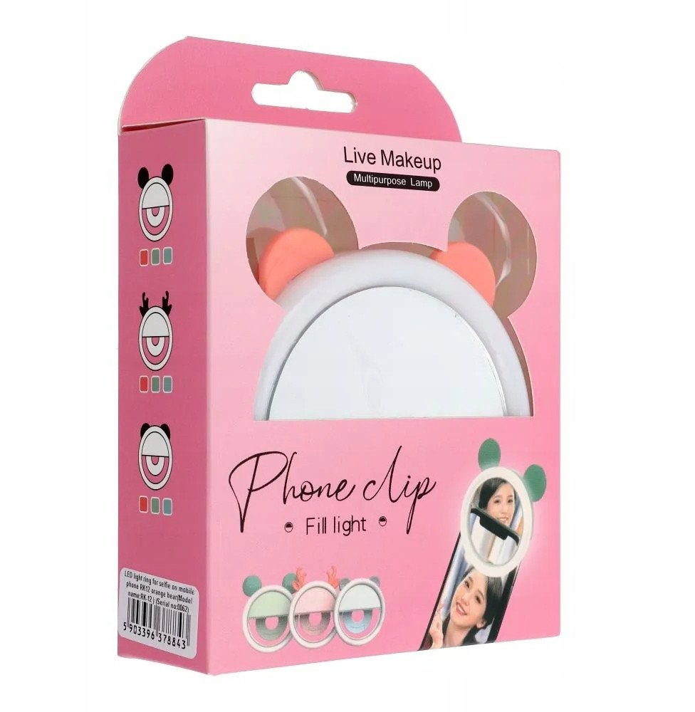 Dritë unazore LED për selfie RK12 Orange Mi, me bateri të integruar, karikim USB C, portokalli