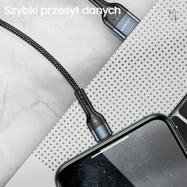 USB кабел Усамс US-SJ575, USB-A во Лајтнинг, 1 m, зелена