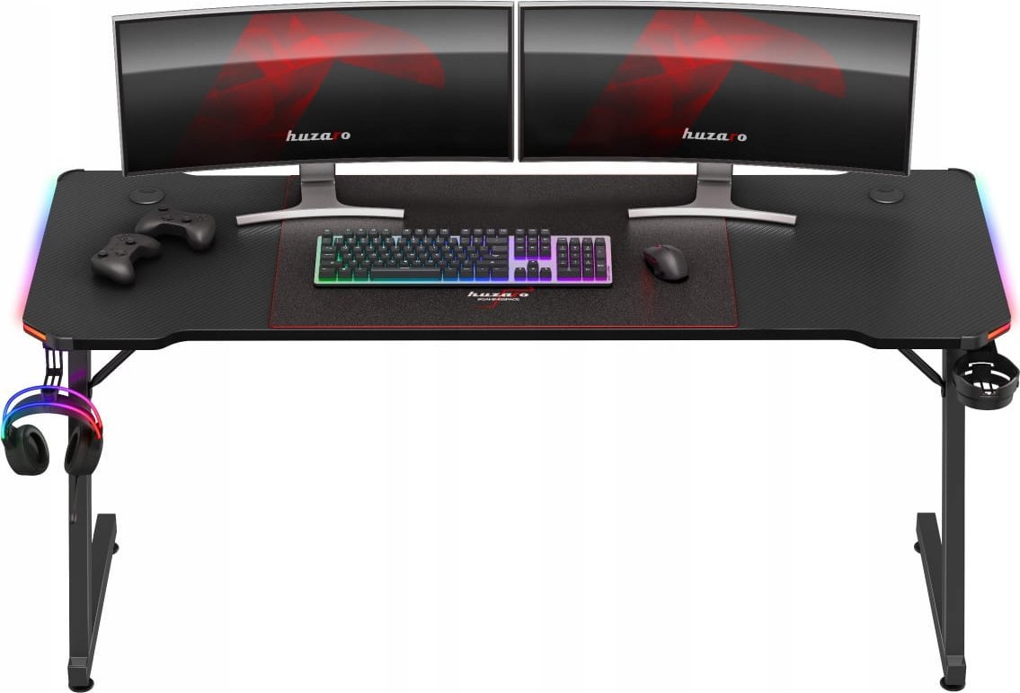 Tavolinë gaming Huzaro Hero 4.8, 160cm, RGB LED, e zezë