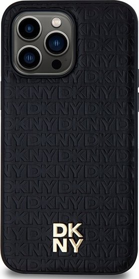 Mbulesë telefoni DKNY PU Leather Repeat Pattern Stack Logo MagSafe, për iPhone 14 Pro, e zezë