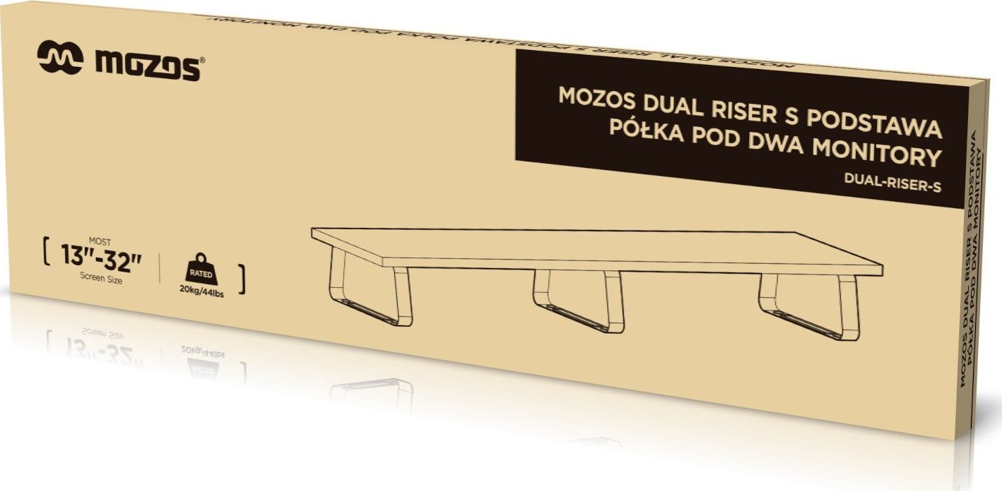 Stendë monitori Mozos DUAL RISER S, për dy monitorë 32", 20kg, e zezë