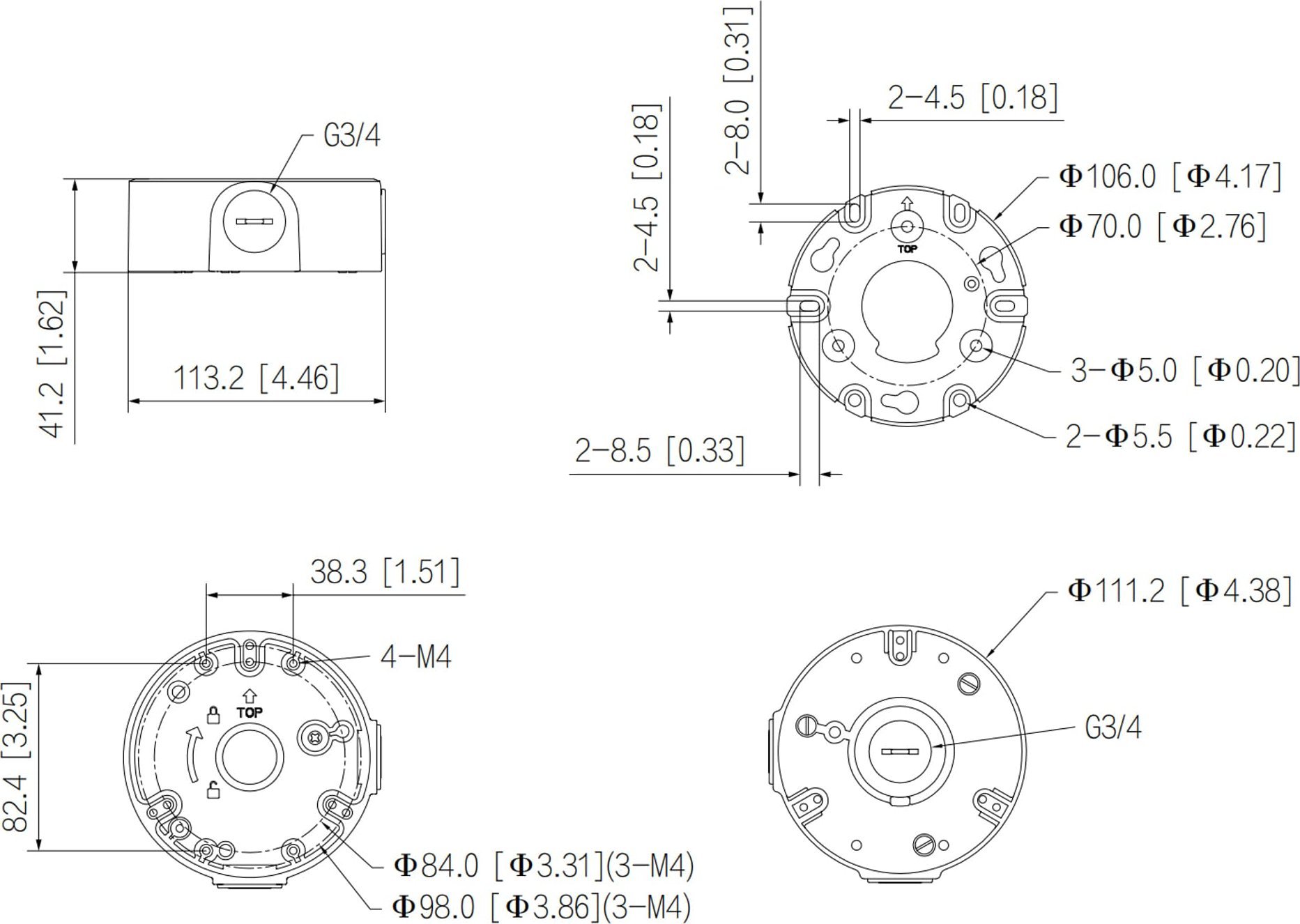 Kuti montimi për kamera Dahua PFA2310R, IP66, alumini, e bardhë
