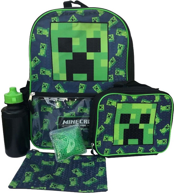 Çantë shpine Minecraft - Creeper, set shkollor, 17L