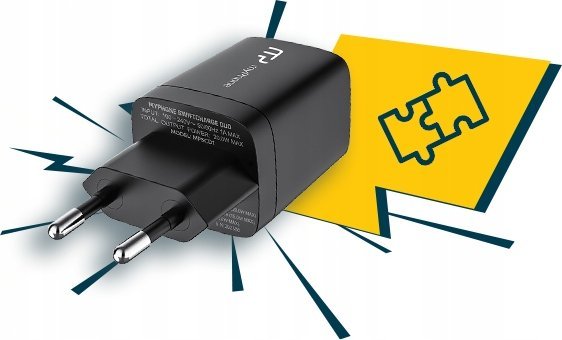 Karikues rrjeti MyPhone Swiftcharge Duo, 20W, USB C PD dhe USB A, i bardhë