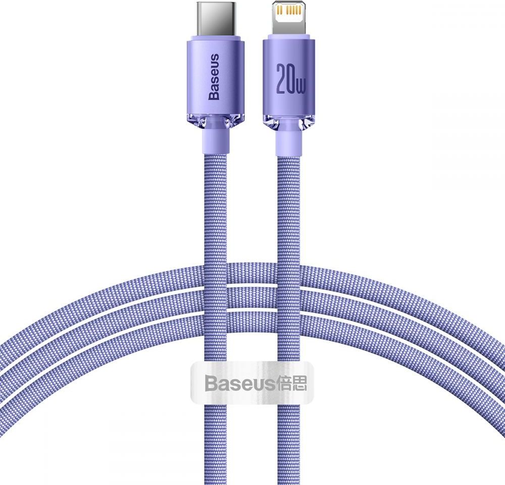 Кабел полнач Baseus USB C во Lightning, 1.2 m, 2.4A, виолетов