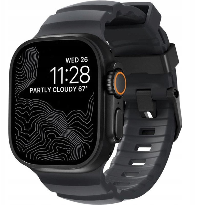 Rripa dore për Apple Watch Rocky Point Band Storm, 46mm 49mm, FKM fluoroelastomer, harduer titani i zi