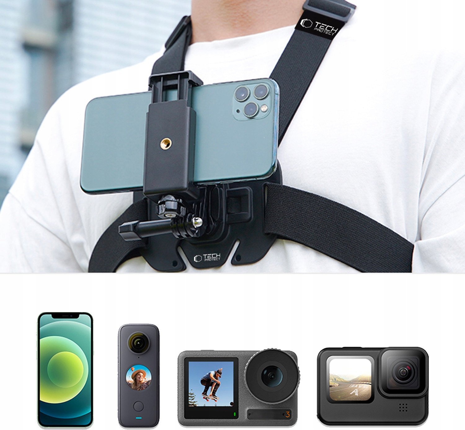 Држач за гради Tech-Protect GA100, за GoPro и DJI, црн