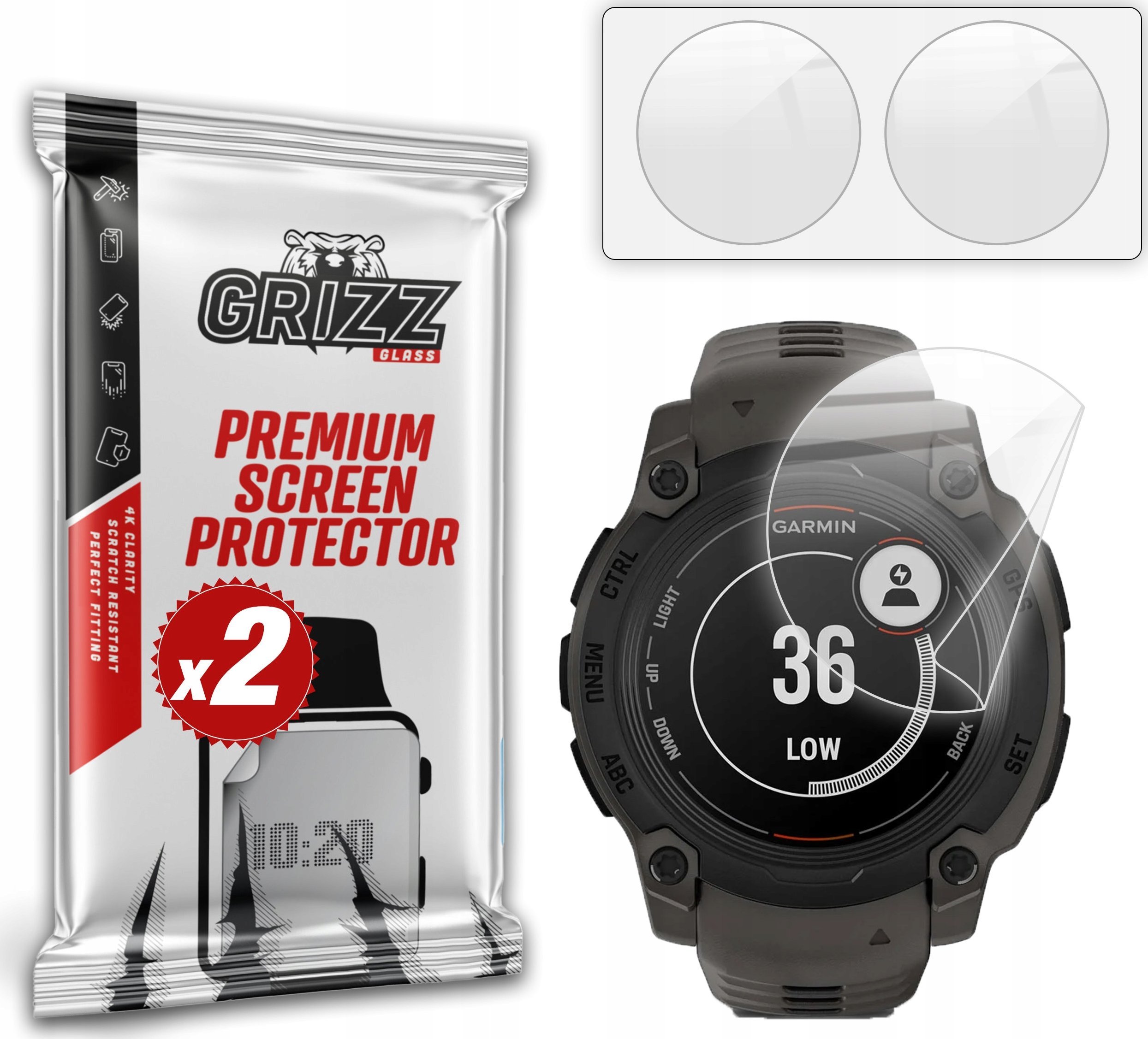 Folje mbrojtëse keramike për orë Garmin Instinct E, 40mm, set 2 copë, transparente