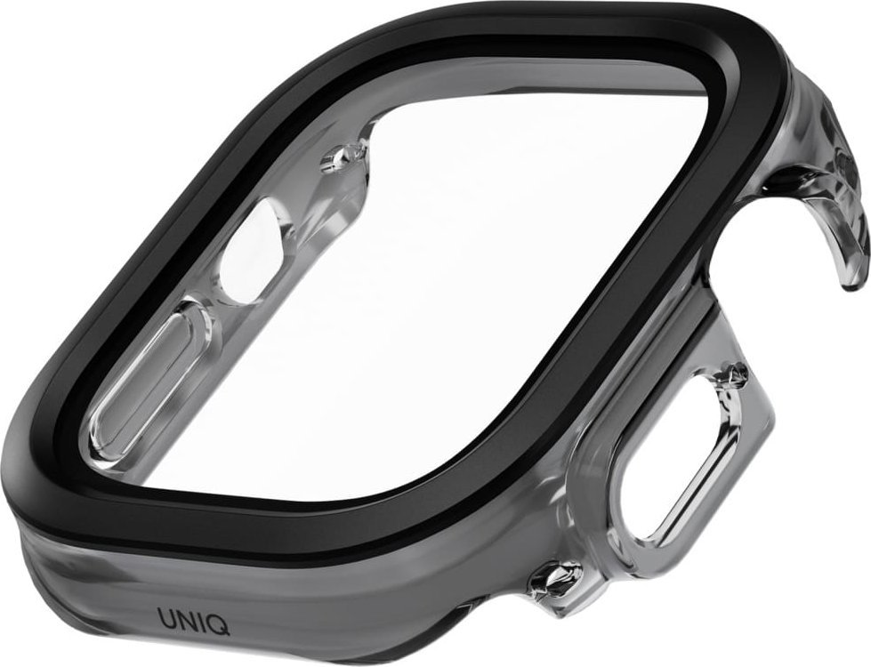 Mbrojtëse Uniq Voute për Apple Watch Ultra 49mm, xham i temperuar, kornizë plastike, e zezë
