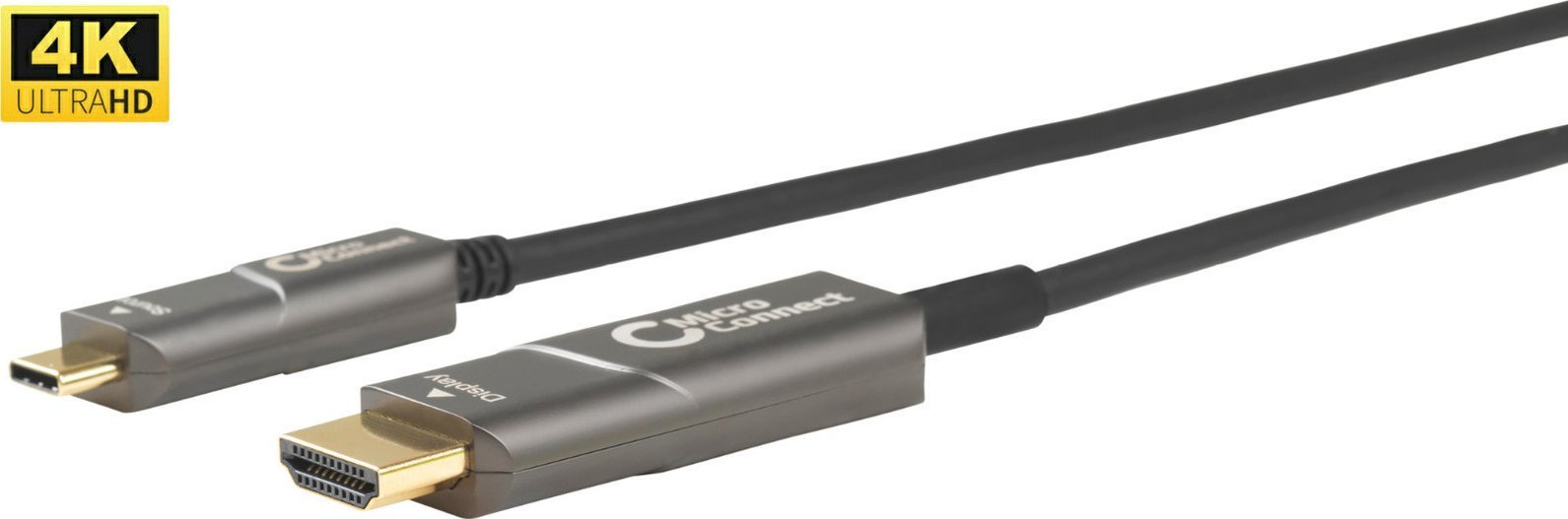 Kabllo USB C në HDMI MicroConnect USB3.1CHDMI20OP, 20 m, e zezë