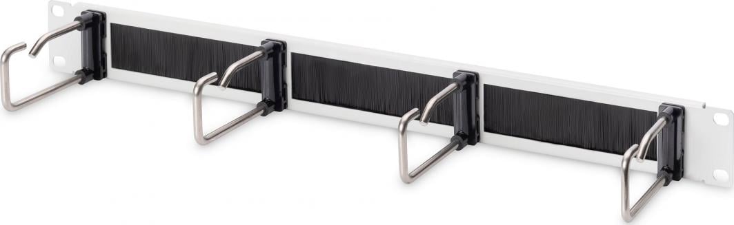 Organizues kabllosh Digitus DN-97668, panel brush me bracketa, metalik, gri e zezë