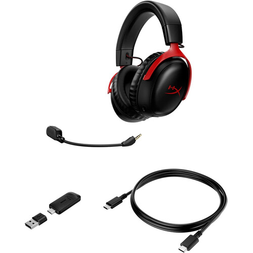 [OUTLET] Kufje HyperX Cloud III, USB-C, USB, Wireless, të zeza/kuqe