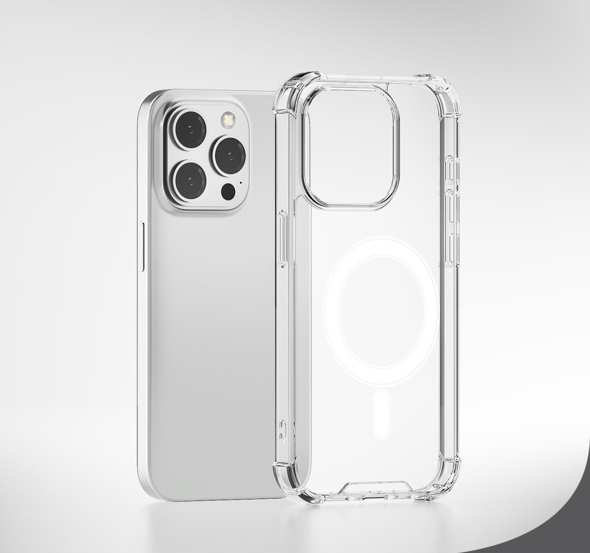 Mbulesë telefoni 4smarts Hybrid Case Ibiza për iPhone 15, me magnetë MagSafe, transparente