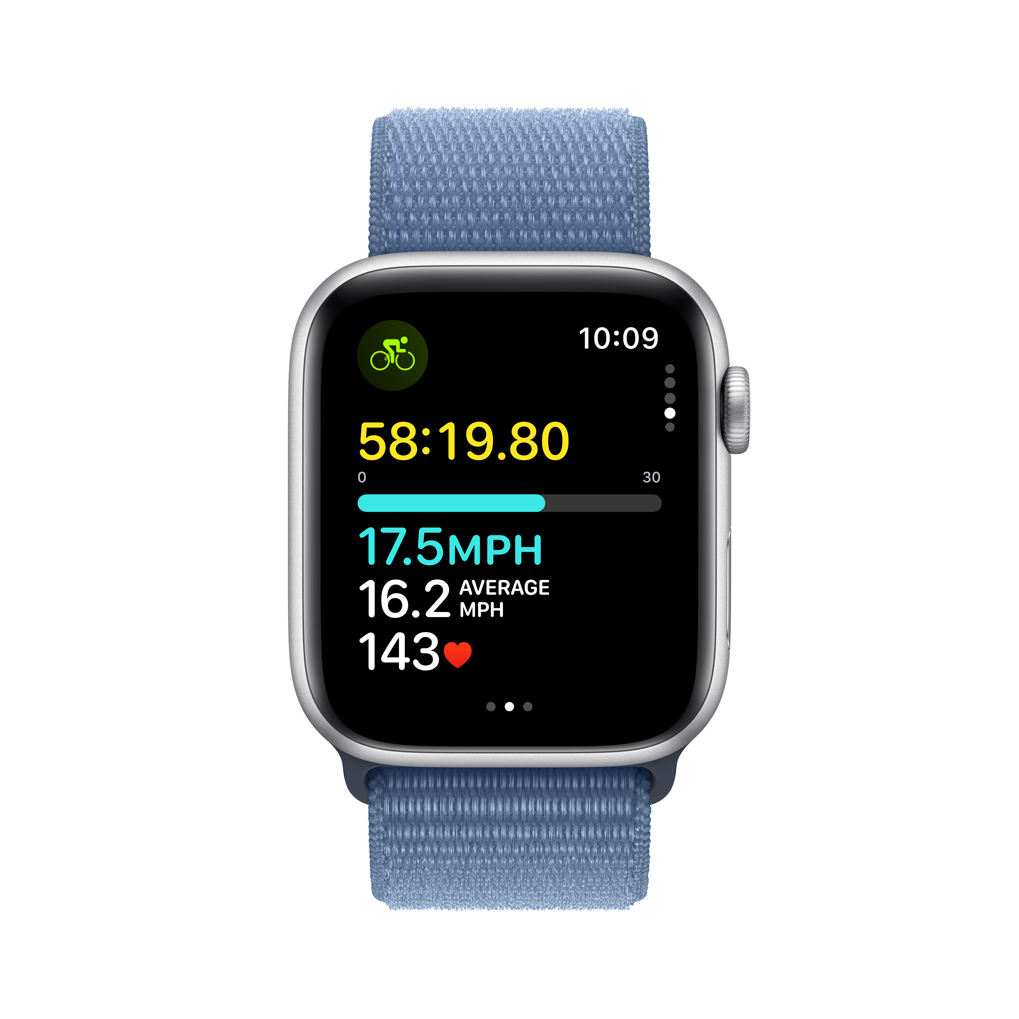 Apple Watch SE2 V2 GPS, 44mm, Silver Aluminium Case me Storm Blue Sport Loop