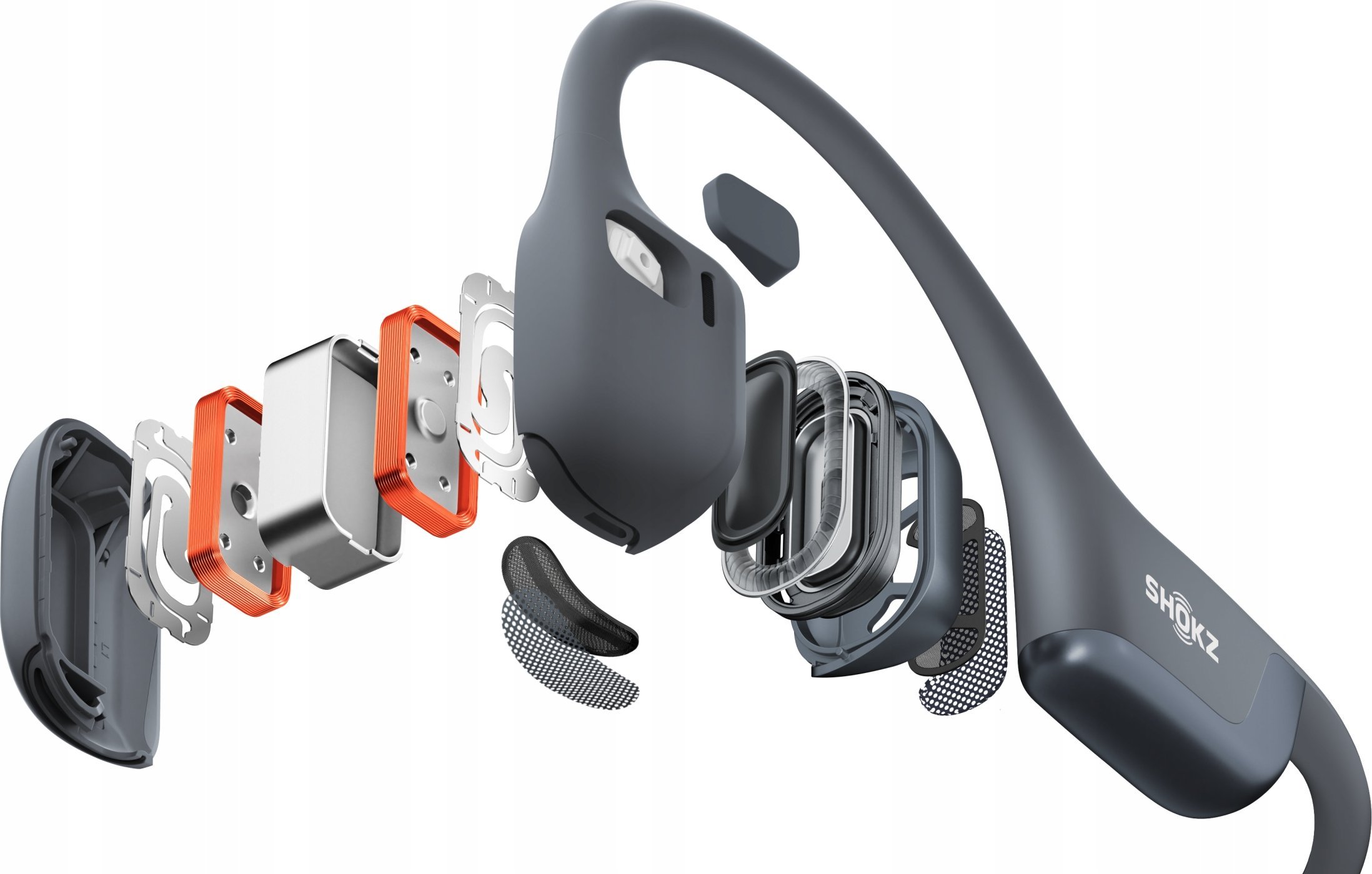 Kufje sportive SHOKZ OpenRun Pro 2 Mini, pa tela, me përçim kockor, të zeza