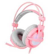 Kufje gaming Sades A6, 40mm, USB, rozë