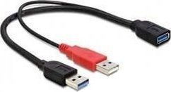 Kabllo Delock USB-A - USB-A, 0.3m, e zezë