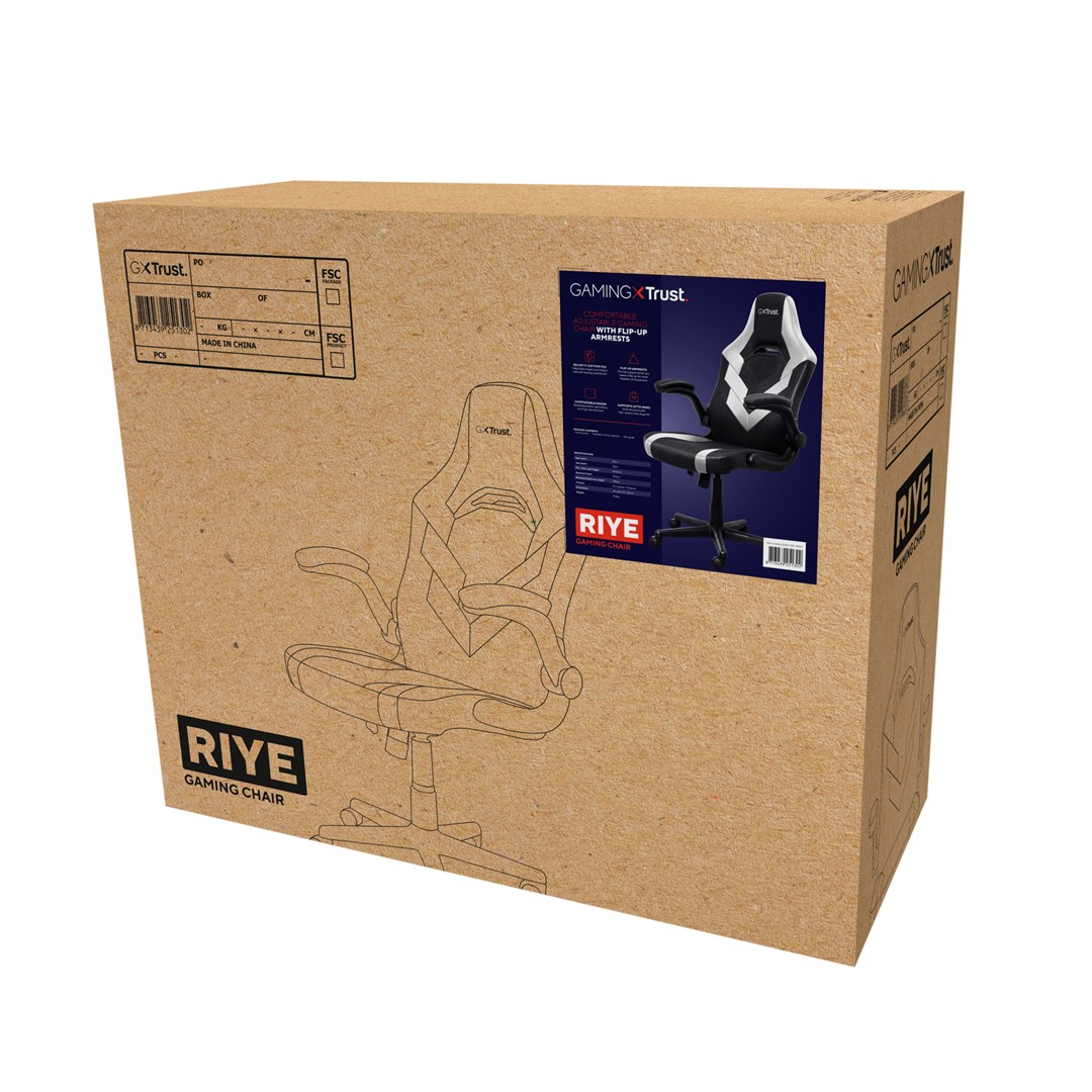 Гејминг столица Труст GXT 703W Riye, бела/црна