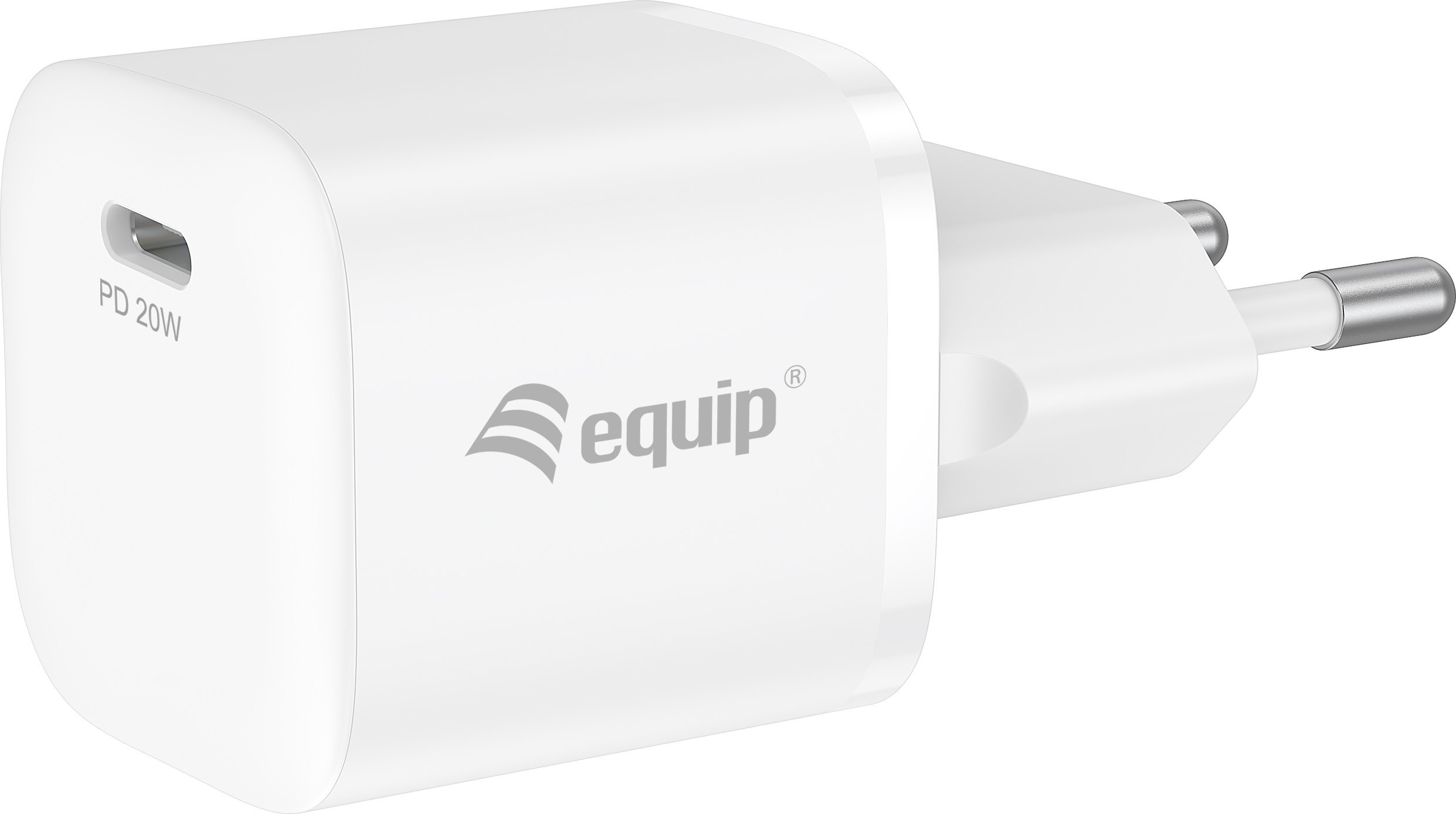 Ѕиден полнач LevelOne Equip 245530, 1 USB-C приклучок, 20W PD, бел, пакување 25 парчиња