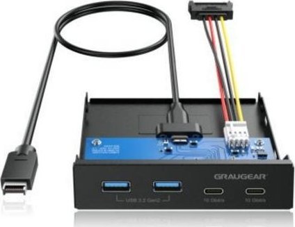 Hub USB për bay 3.5" Graugear GG18045 G MP02, 4 porta, USB 3.1, i zi