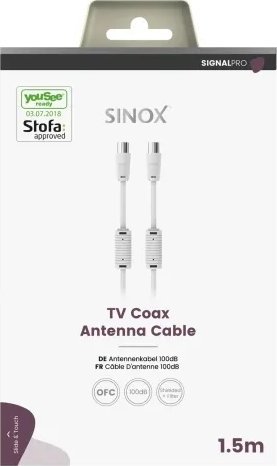 Kabllo antene Sinox PRO, 1.5m, e bardhë