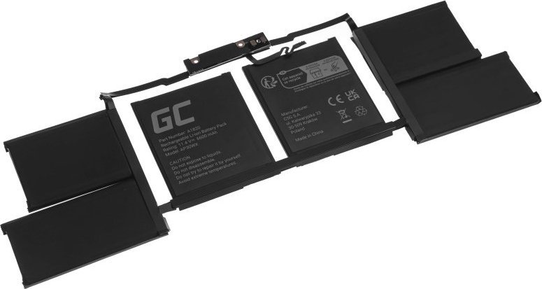 Bateri laptopi Green Cell A1820 për Apple MacBook Pro 15 A1707, 75Wh, Li Polymer, e zezë