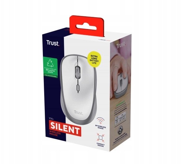 Глувче Trust Yvi+ Silent, 1600 dpi, со кабел, бело