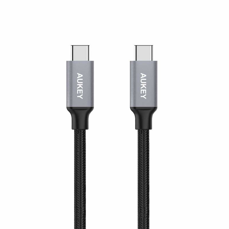 Kabllo Aukey, USB C / USB C, 1 m, e zezë