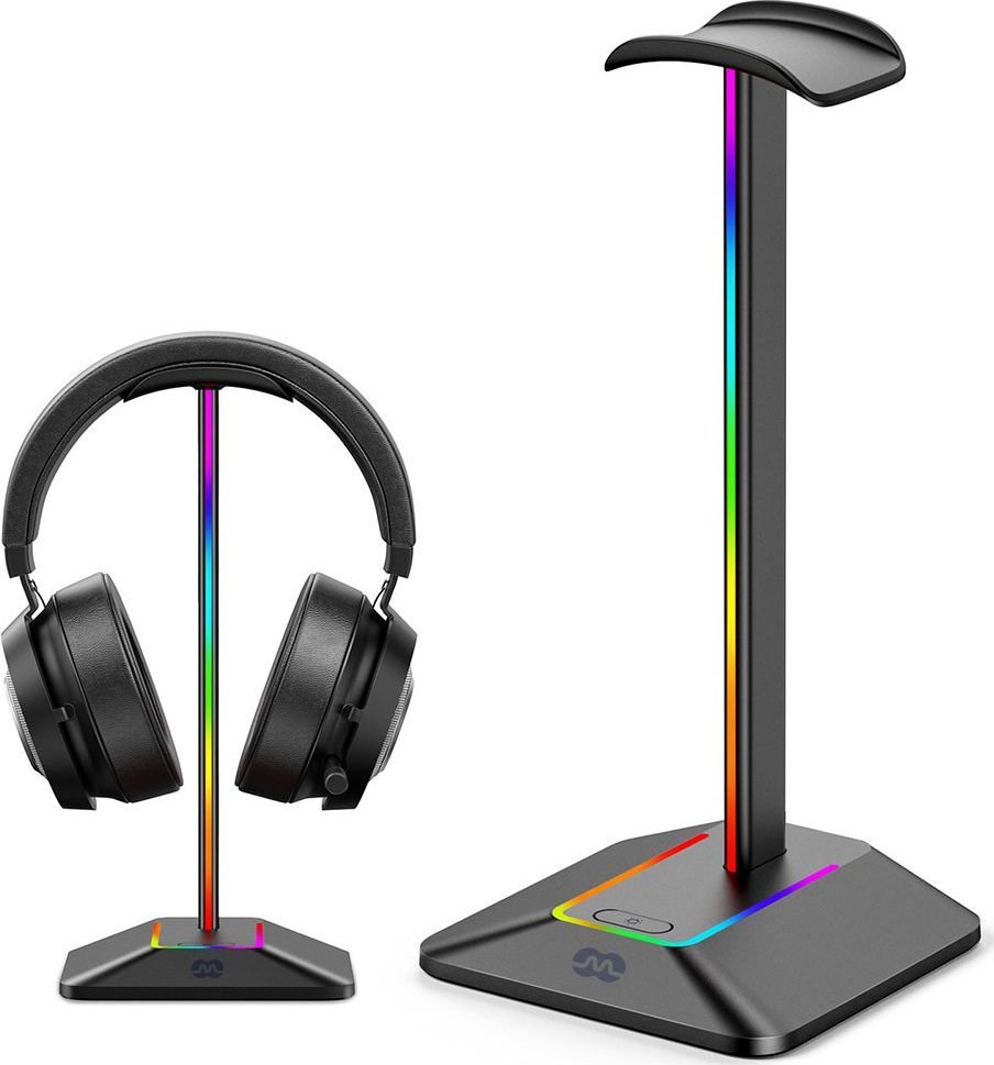 Држач за слушалки Mozos, RGB, пластика, Црна