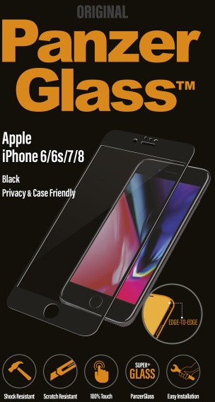 Заштитно стакло PanzerGlass Edge-to-Edge Privacy за Apple iPhone 6/6s/7/8, црна боја